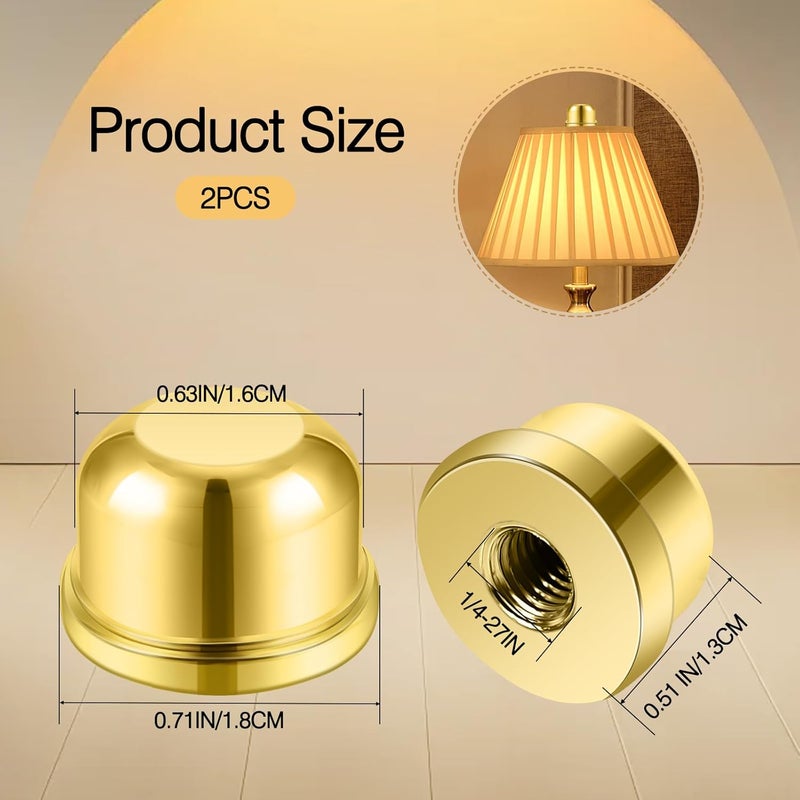 Dirvcp 2Pcs Retro Lampshade Decorative Lampshade Nuts with Double Threaded Screws, Suitable for 3/8 Inches and 1/4-27 Inches (Gold) - Image 2